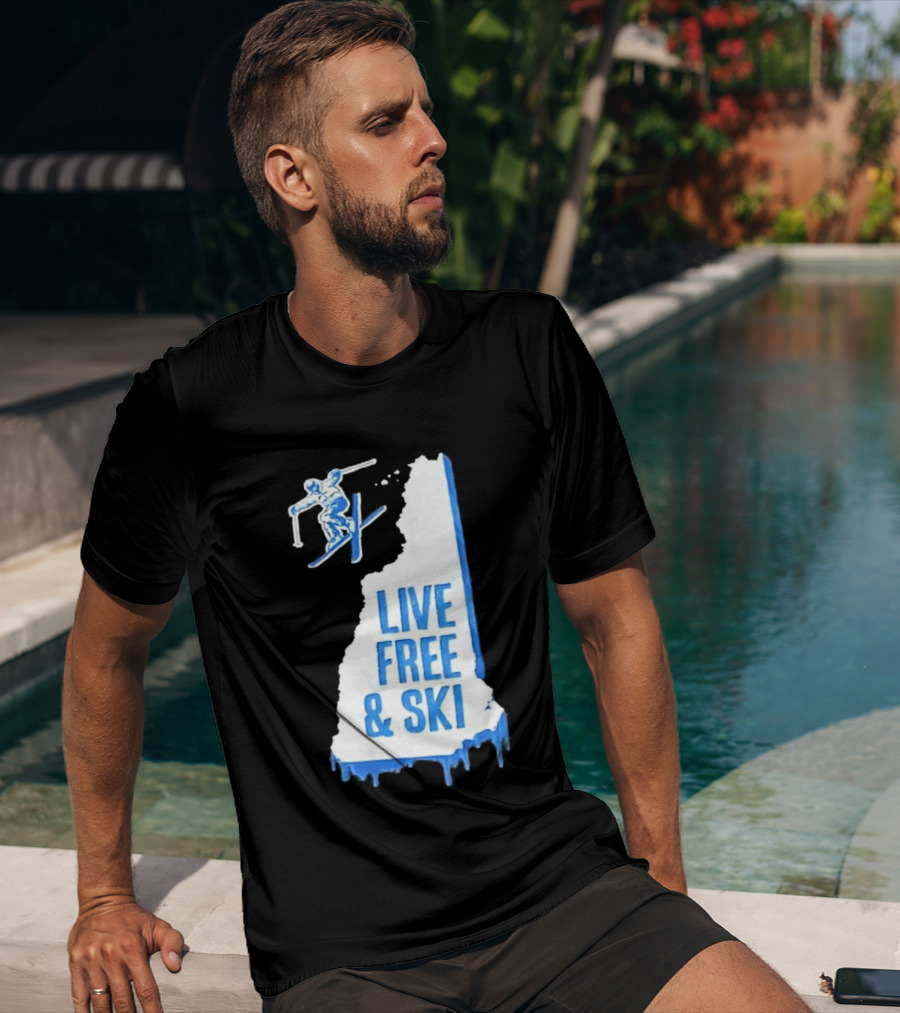 New Hampshire Live Free & Ski Winter Adventure Skiing T-Shirt