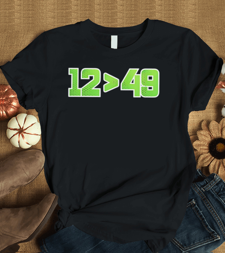 Seattle 12 Greater Than 49 Neon Green Football Fan Gear T-Shirt