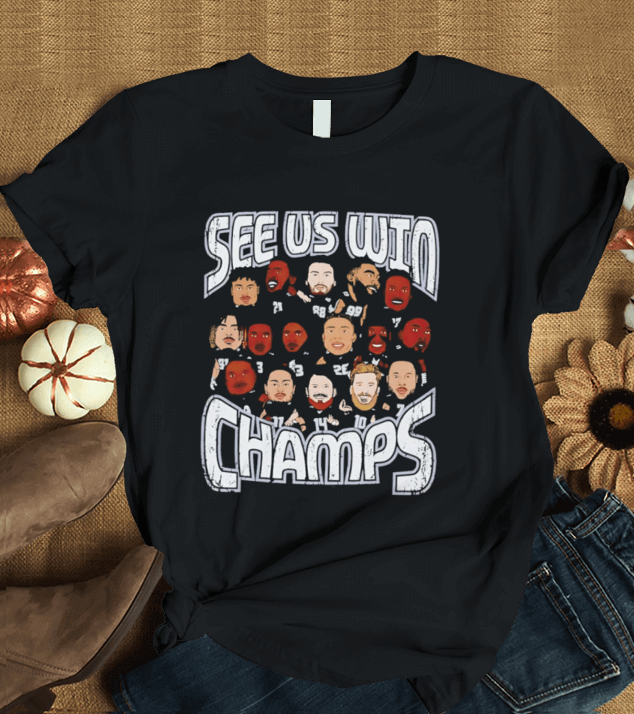 See Us Win Champs Seattle Seahawks Players Cartoon Caricature T-Shirt