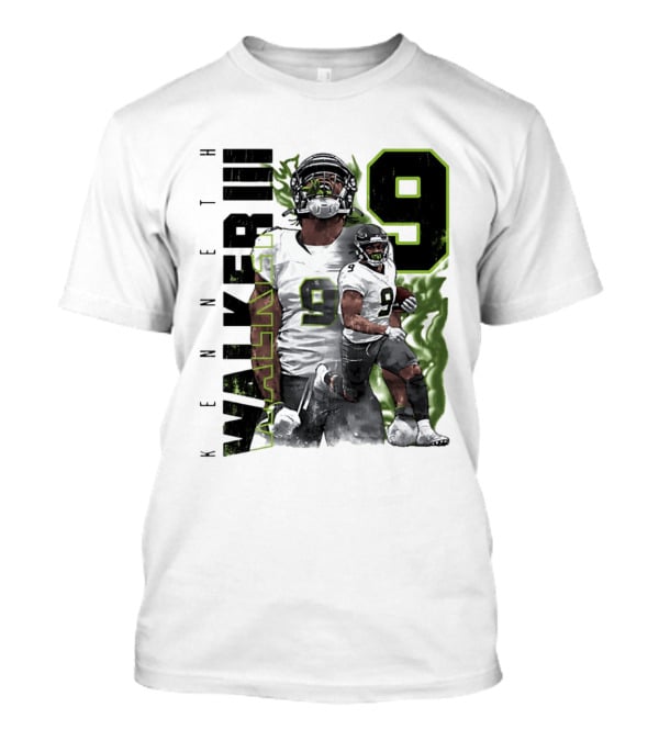 Kenneth Walker III Neon Aura Seattle Seahawks Number 9 T-Shirt