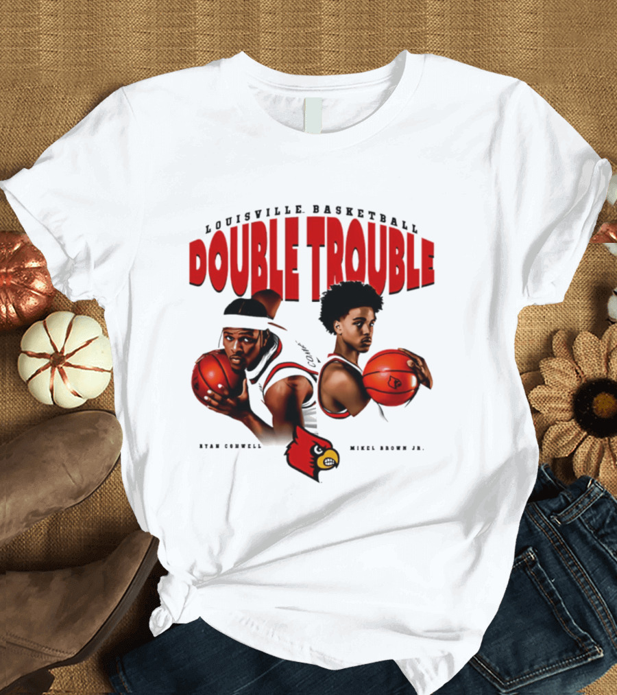 L Louisville Basketball Double Trouble Ryan Conwell Mikel Brown Jr T-Shirt