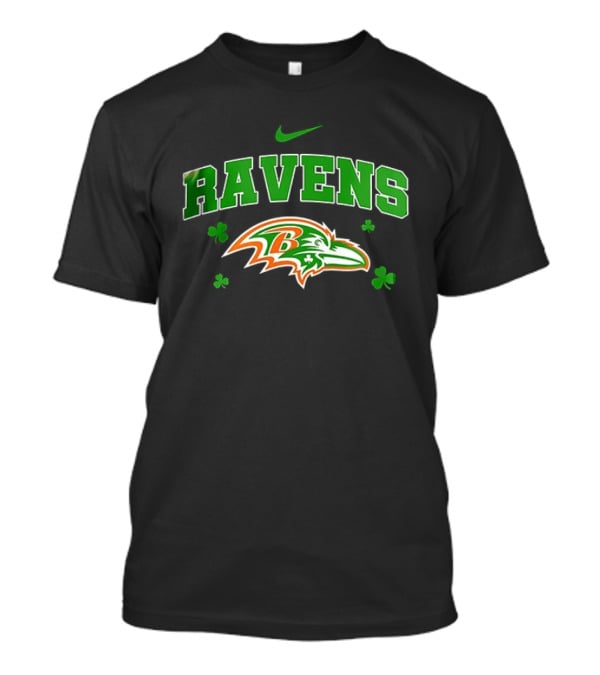 Ravens Irish Shamrock Nike Theme With Green And Orange T-Shirt