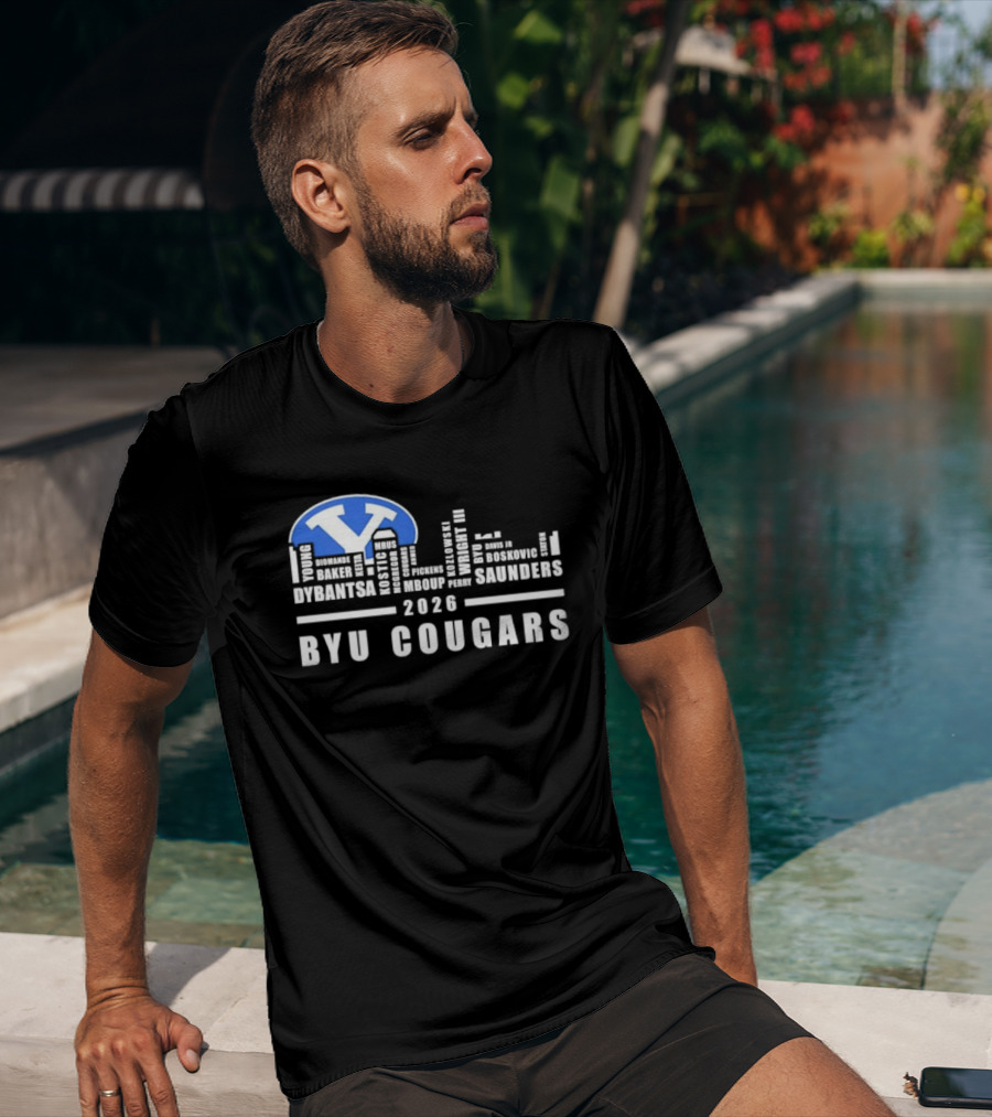 BYU Cougars 2026 Roster Skyline Collins Robinson Hall Saunders T-Shirt
