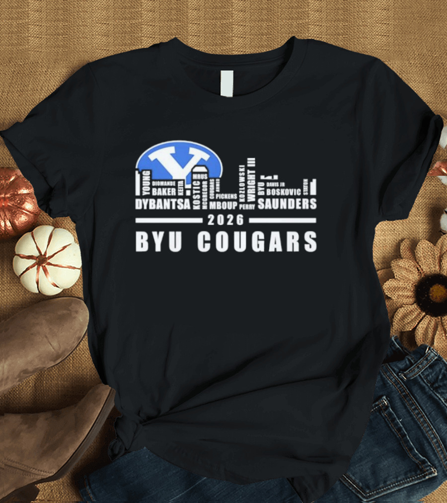 BYU Cougars 2026 Roster Skyline Collins Robinson Hall Saunders T-Shirt