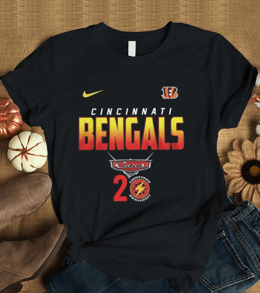 Cincinnati Bengals Cars 20th Anniversary Nike Collaboration NFL Pixar T-Shirt