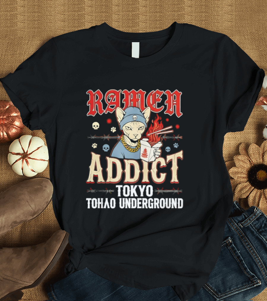 Ramen Addict Tokyo Underground Anime Style Eating Noodles Japan Culture T-Shirt