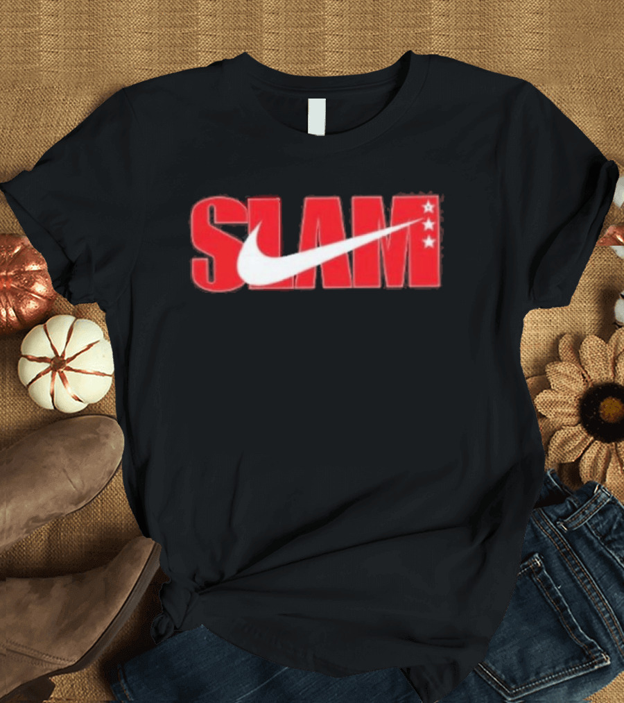 SLAM Nike Red White Collaboration Swoosh Stars T-Shirt