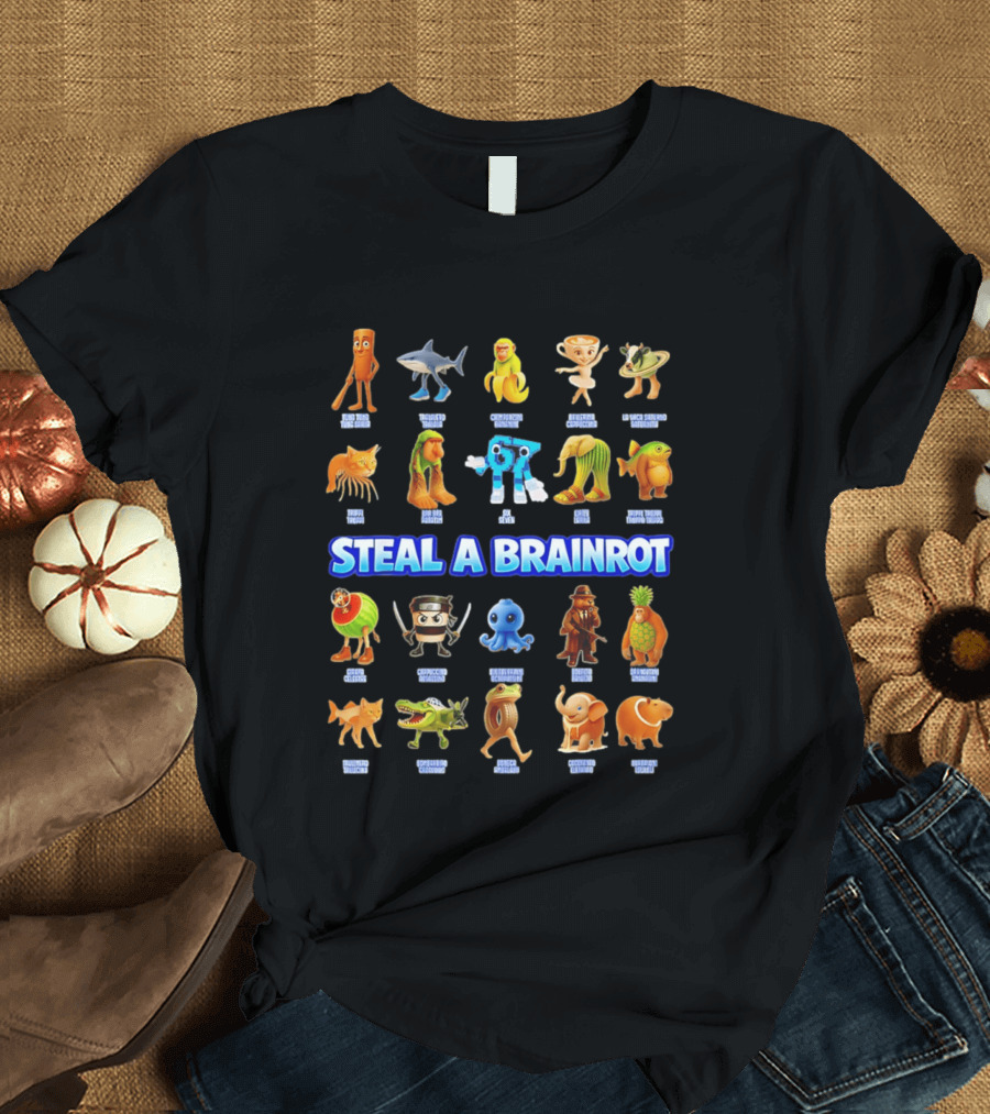 Steal A Brainrot Italian Ironic Surrealist Meme Collection Featuring Unique Characters T-Shirt
