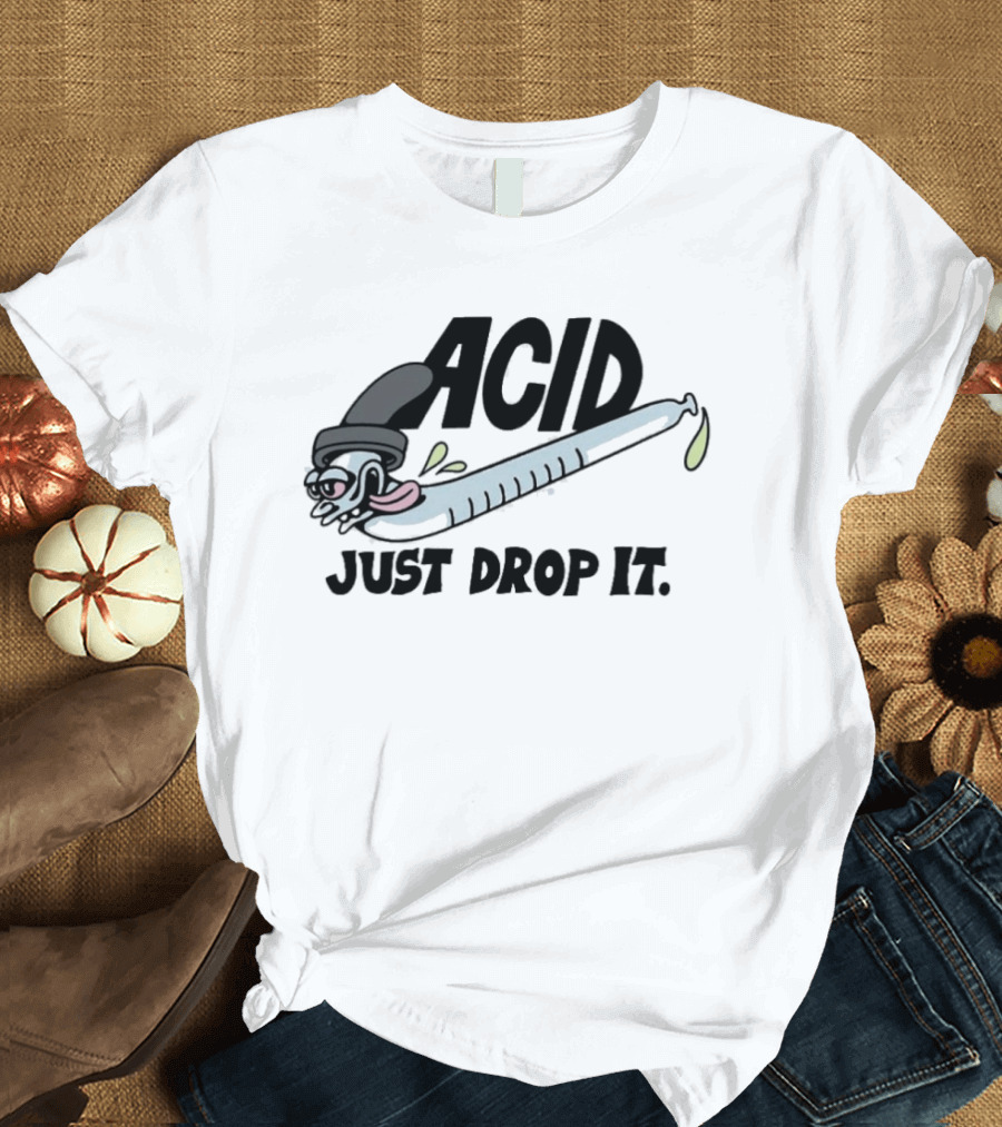 Acid Just Drop It Cartoon Worm T-Shirt