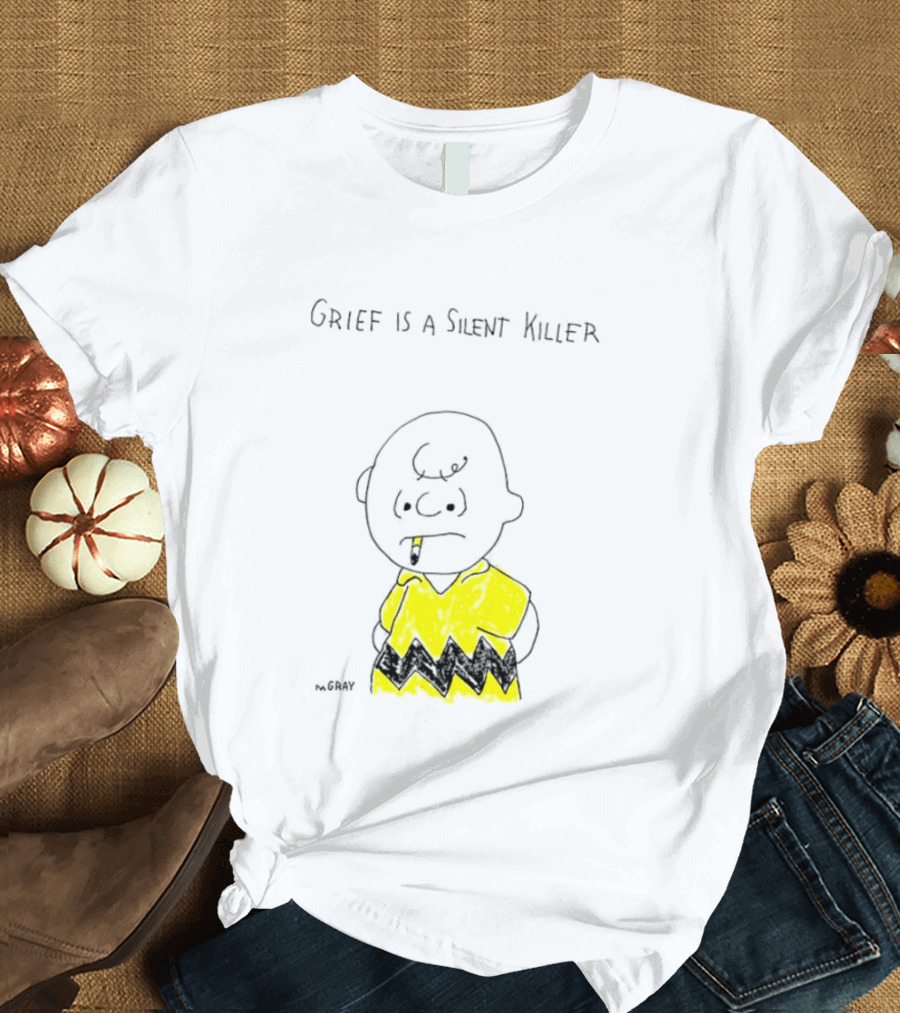 Charlie Brown Grief Is A Silent Killer Peanuts Humor Comic Strip T-Shirt