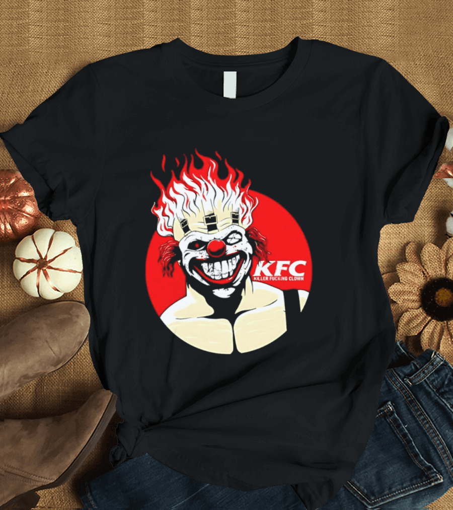 KFC Killer Clown Flaming Hair Grinning Face T-Shirt