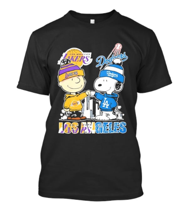 Snoopy Charlie Brown Los Angeles Lakers Dodgers Friendship Team Spirit T-Shirt