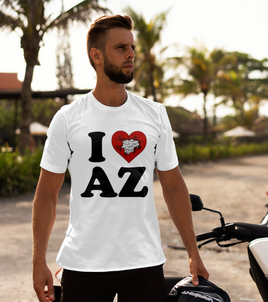 I Heart AZ Skull Filled Red Heart T-Shirt