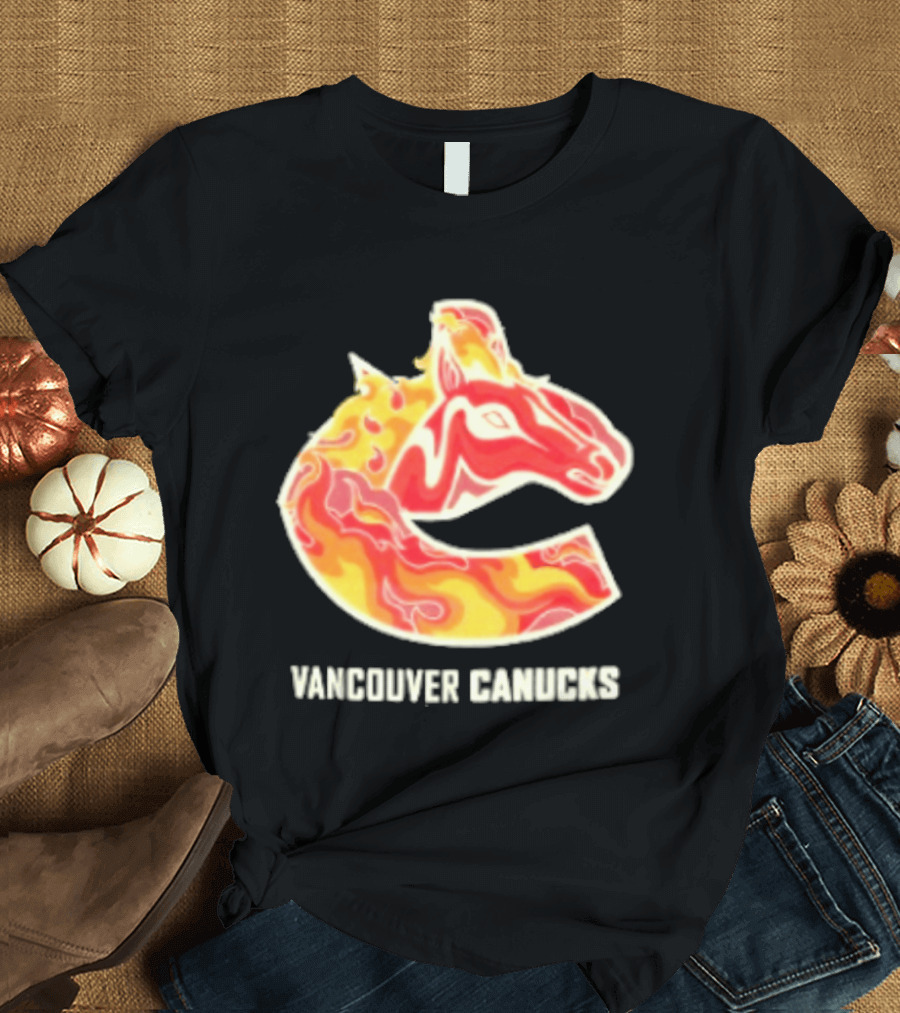 Vancouver Canucks Lunar New Year 2026 Horse Flaming T-Shirt