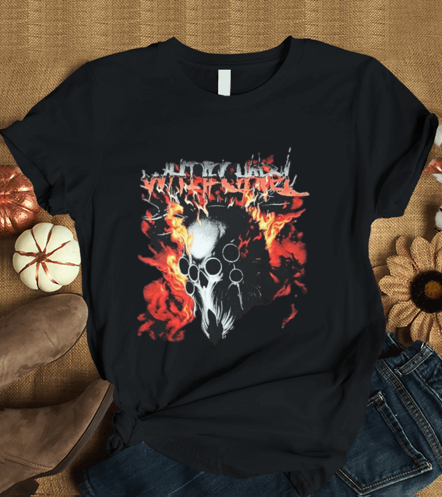 Whitechapel Inferno Skull Flames Grunge T-Shirt