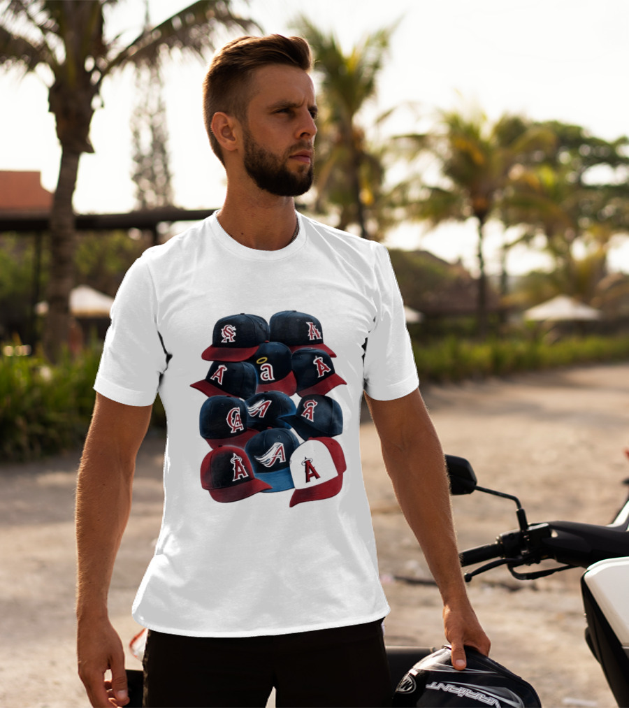 Stacked A Cap Collection With Angelic Halo And Stylized Wings T-Shirt