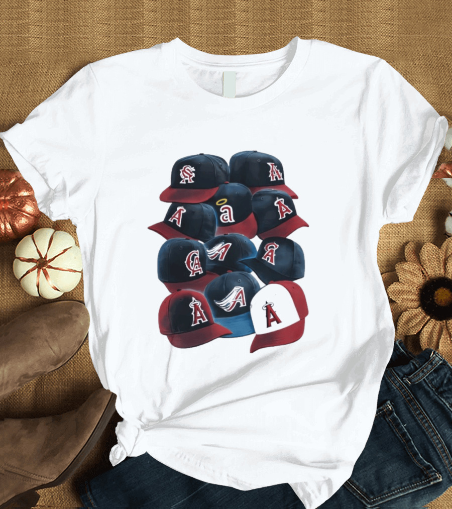 Stacked A Cap Collection With Angelic Halo And Stylized Wings T-Shirt