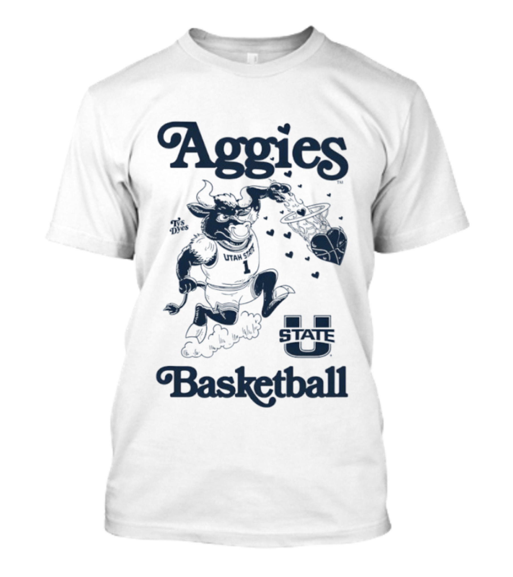 Aggies Basketball Big Blue Utah State Logo Bull Dunking T-Shirt