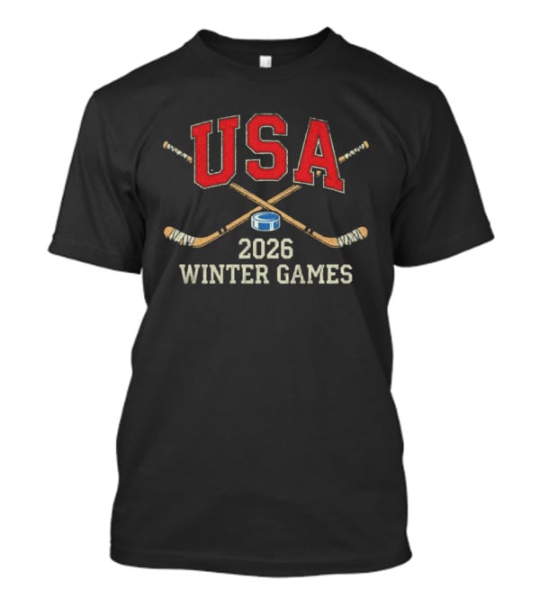 USA 2026 Winter Games Hockey Sticks And Puck T-Shirt