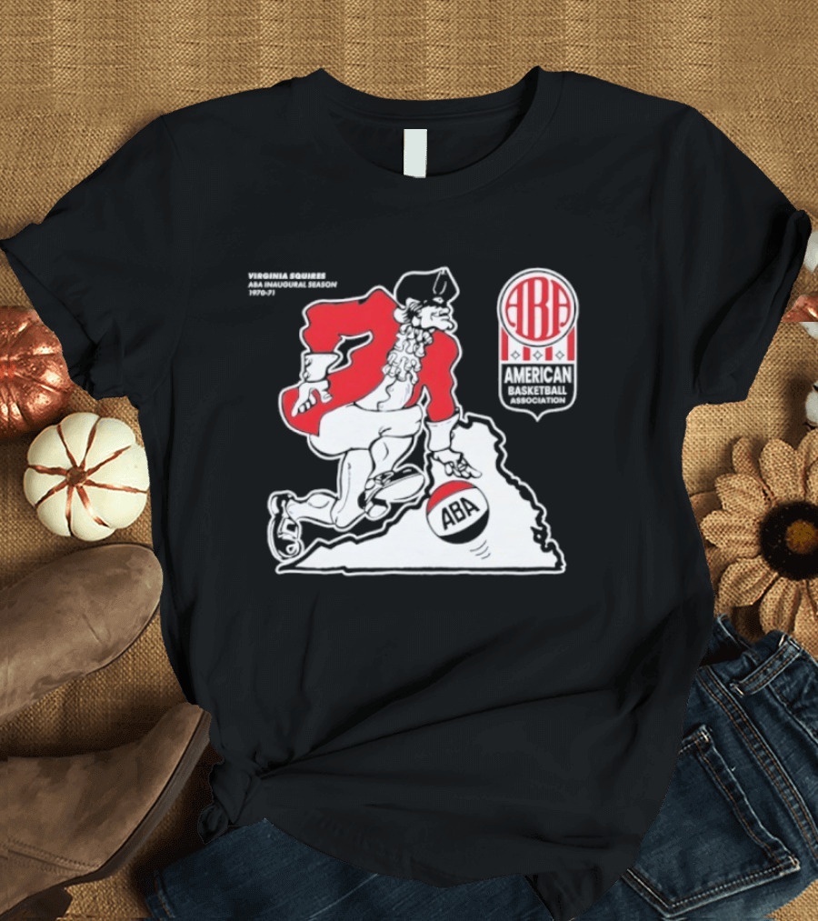 Virginia Squires ABA Basketball Map 1970s T-Shirt