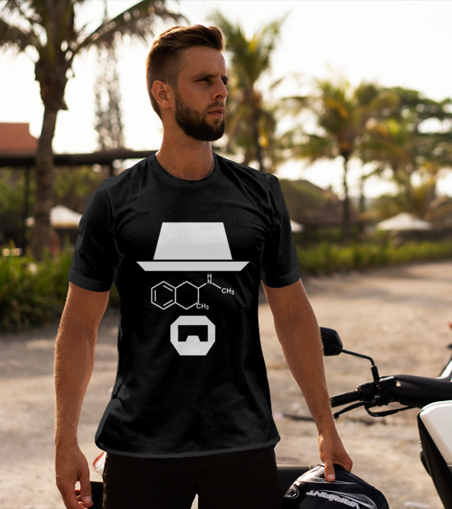 Heisenberg Hat And Methamphetamine Molecule Chemistry Breaking Bad T-Shirt