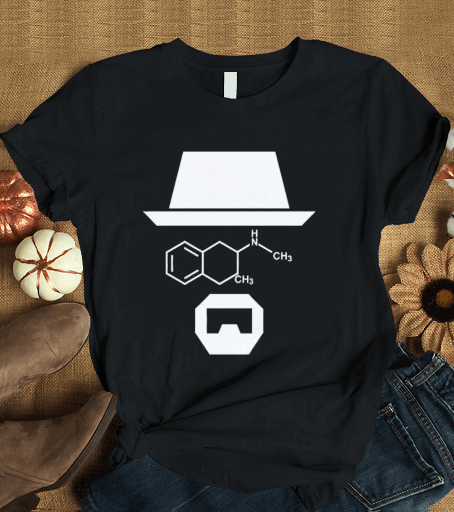 Heisenberg Hat And Methamphetamine Molecule Chemistry Breaking Bad T-Shirt