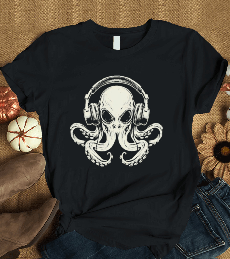 Octopus DJ Headphones Music T-Shirt