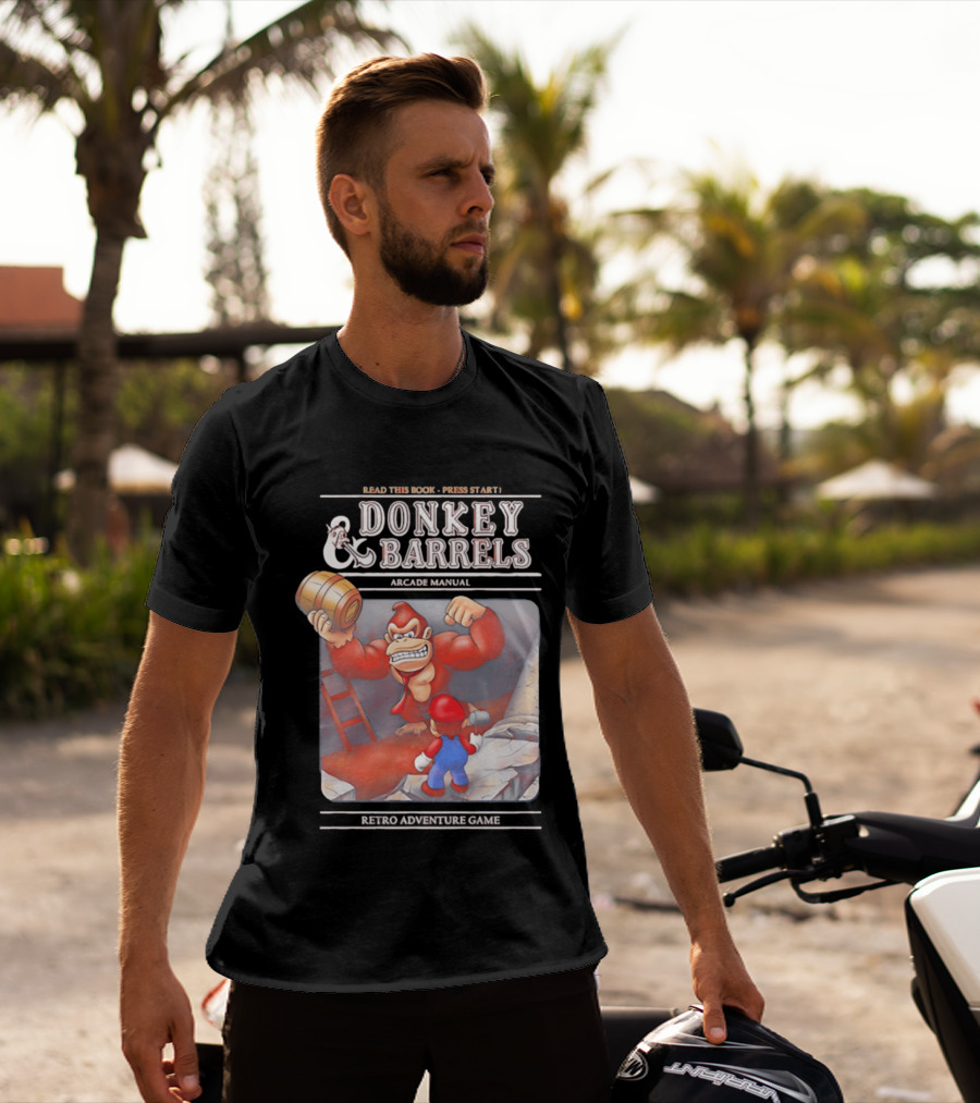 Read This Book Press Start Donkey And Barrels Arcade Manual Classic Video Game T-Shirt