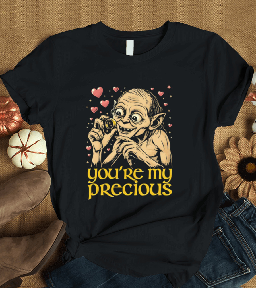 Gollum Holding Ring You're My Precious Hearts T-Shirt