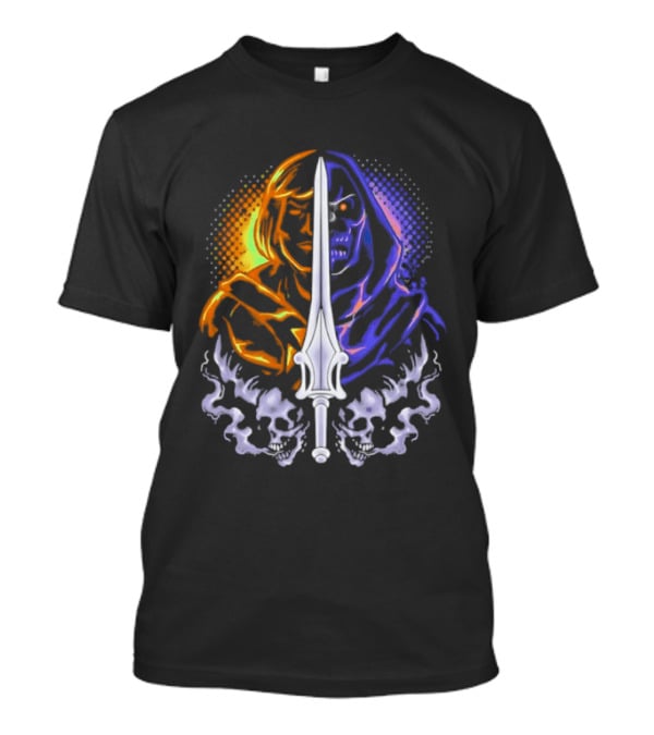 He Man Skeletor Sword Face Split Masters Of The Universe T-Shirt