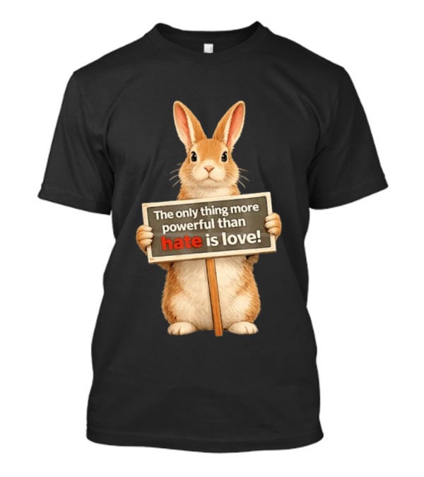 The Only Thing More Powerful Than Hate Is Love Rabbit Sign T-Shirt