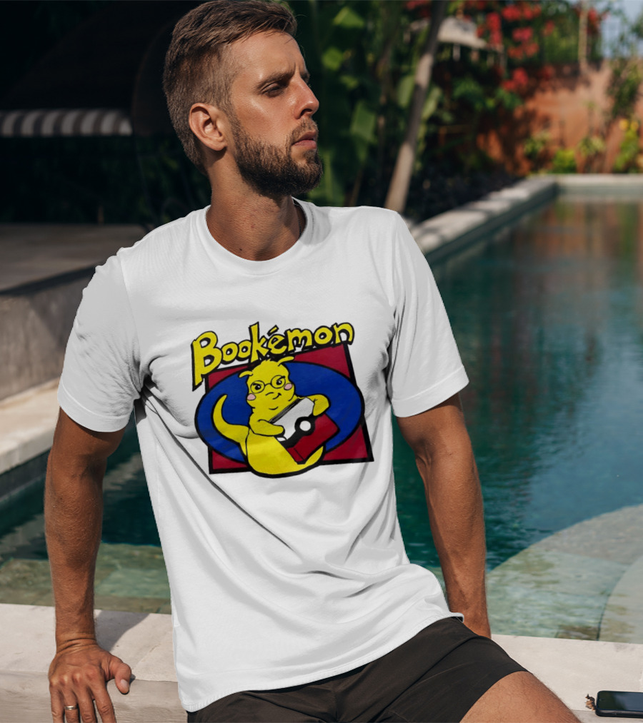 Bookemon Pikachu With Book And Pokeball T-Shirt