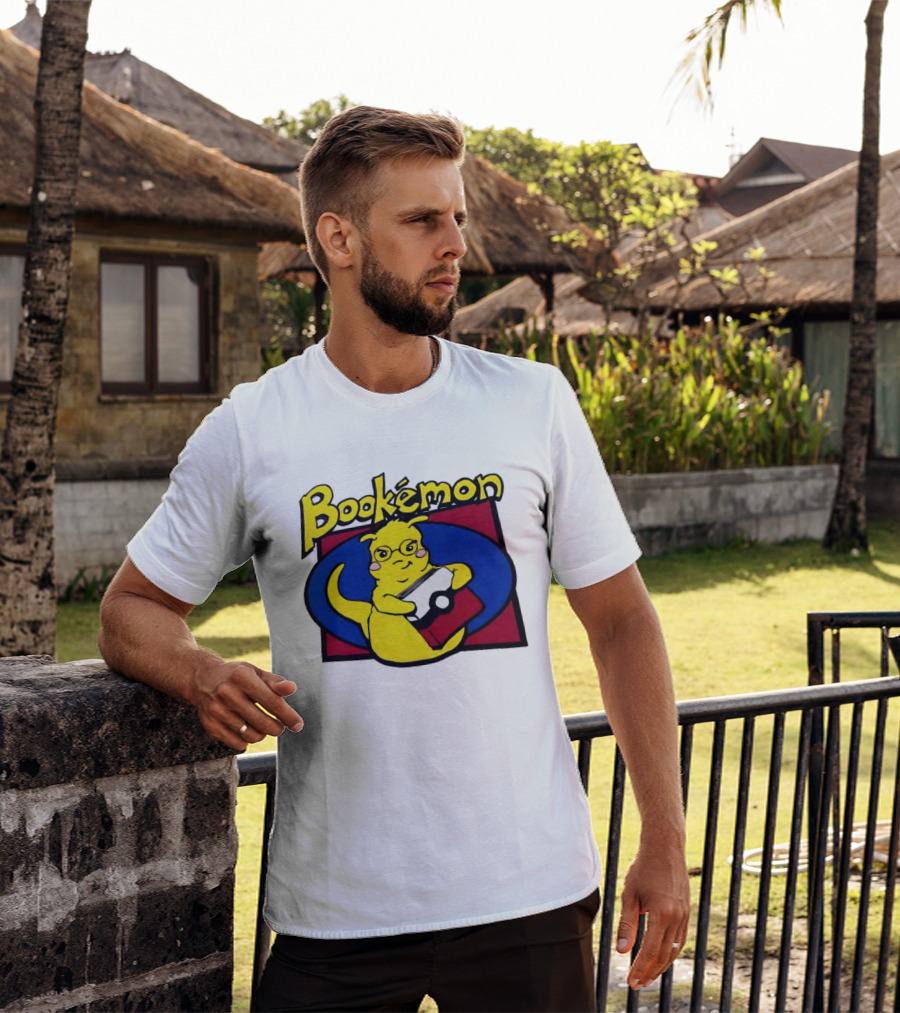 Bookemon Pikachu With Book And Pokeball T-Shirt