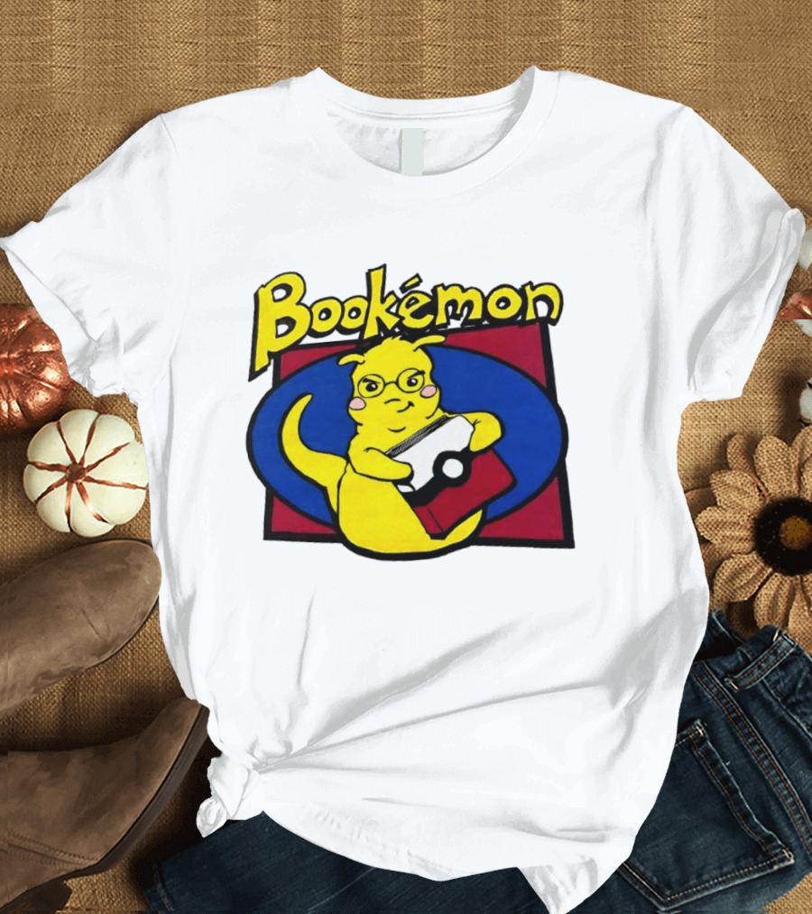 Bookemon Pikachu With Book And Pokeball T-Shirt