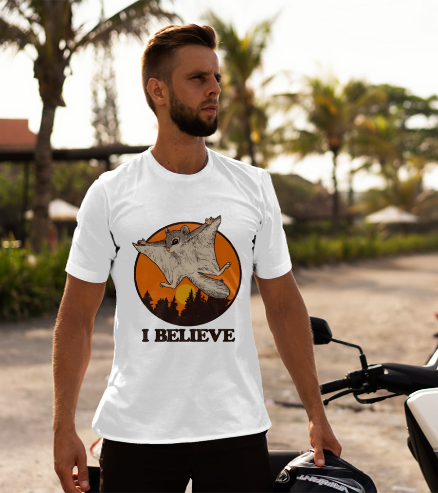 I Believe Flying Squirrel Sunset T-Shirt