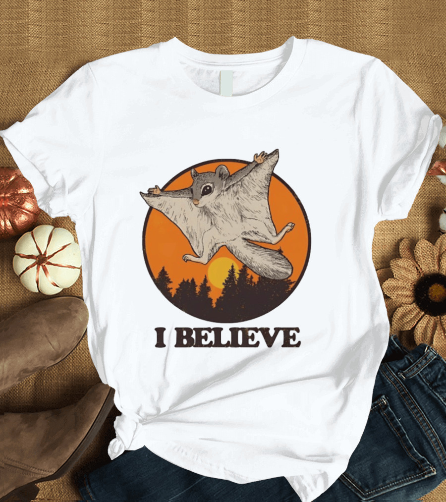 I Believe Flying Squirrel Sunset T-Shirt