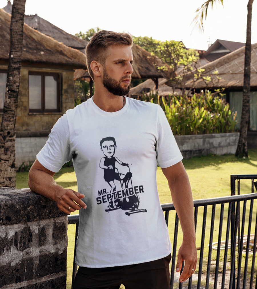 Mr September Stationary Bike Sketch T-Shirt