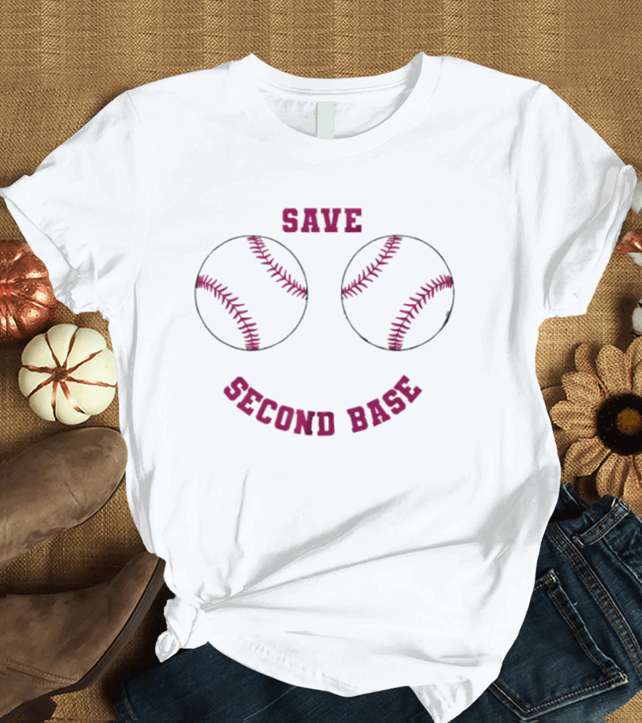 Save Second Base Breast Cancer Awareness Baseball T-Shirt