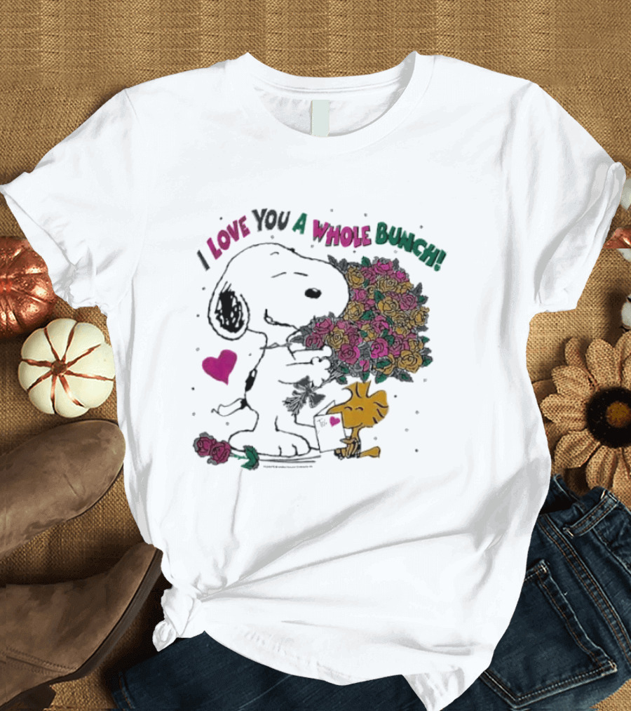 Snoopy I Love You A Whole Bunch Bouquet For Woodstock T-Shirt