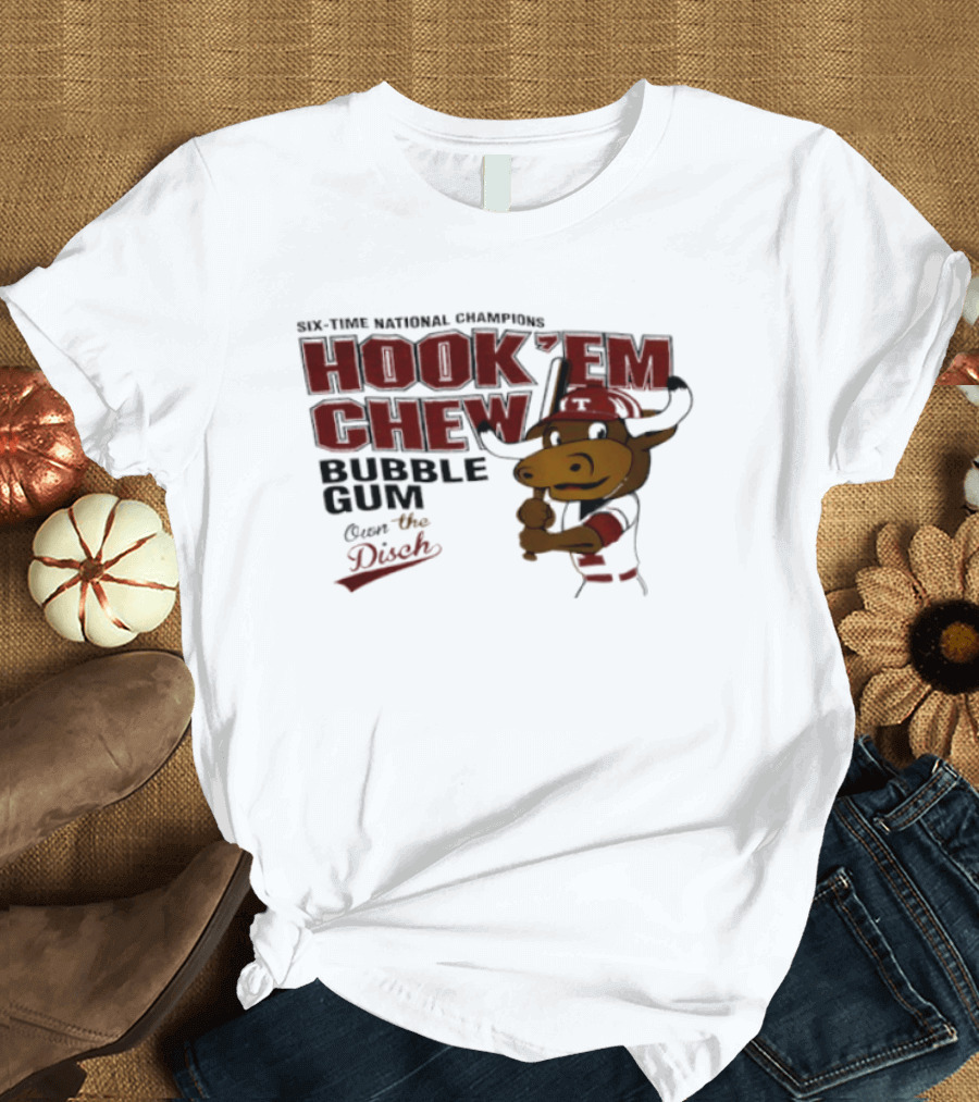 Texas Longhorns Hook 'Em Chew Bubble Gum Own The Disch Baseball T-Shirt