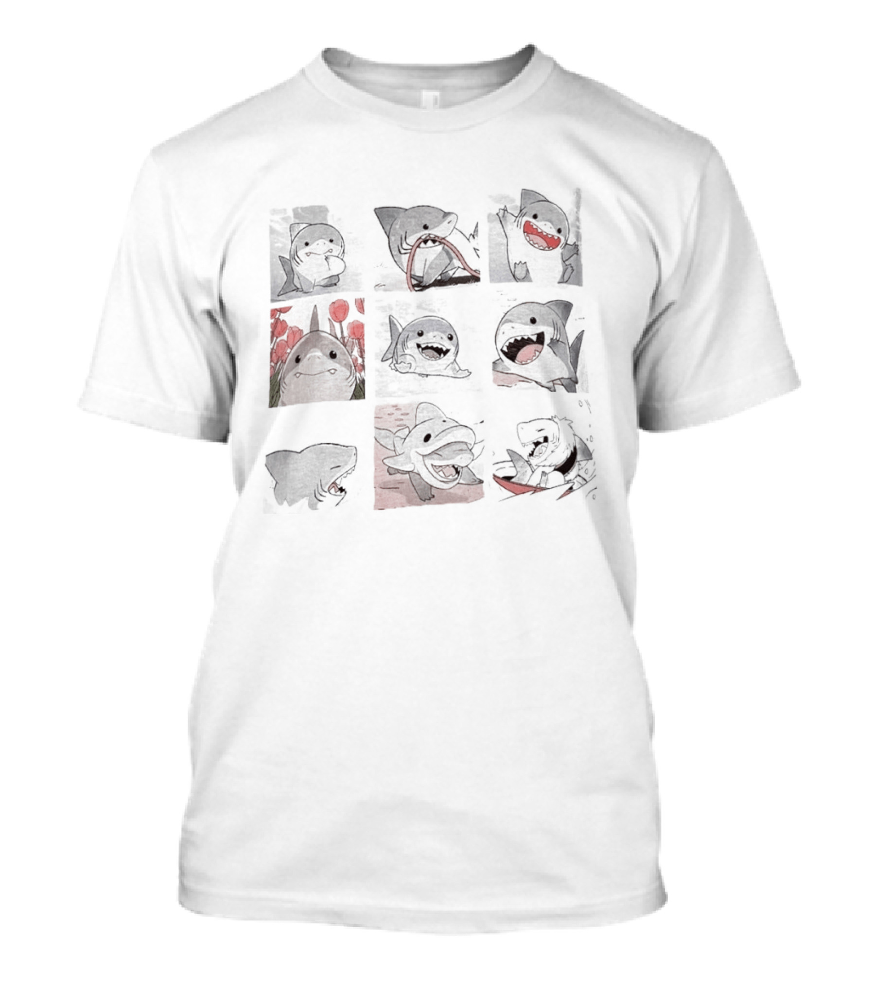 Jeff The Land Shark Nine Panels With Cute Expressions T-Shirt