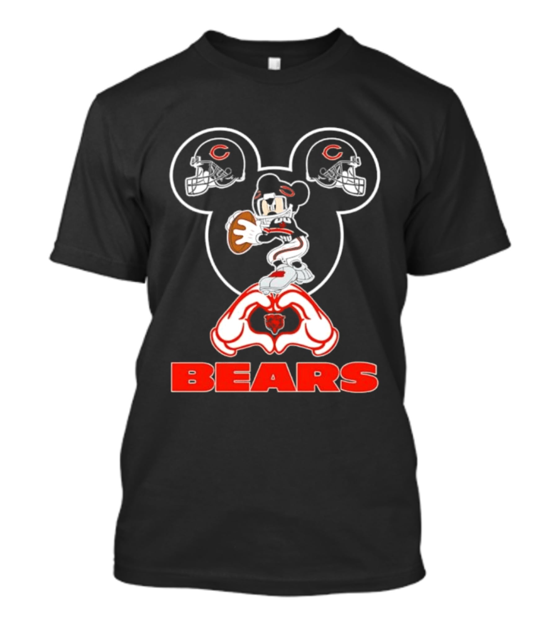 Chicago Bears Mickey Mouse Helmets Love Heart Hands T-Shirt