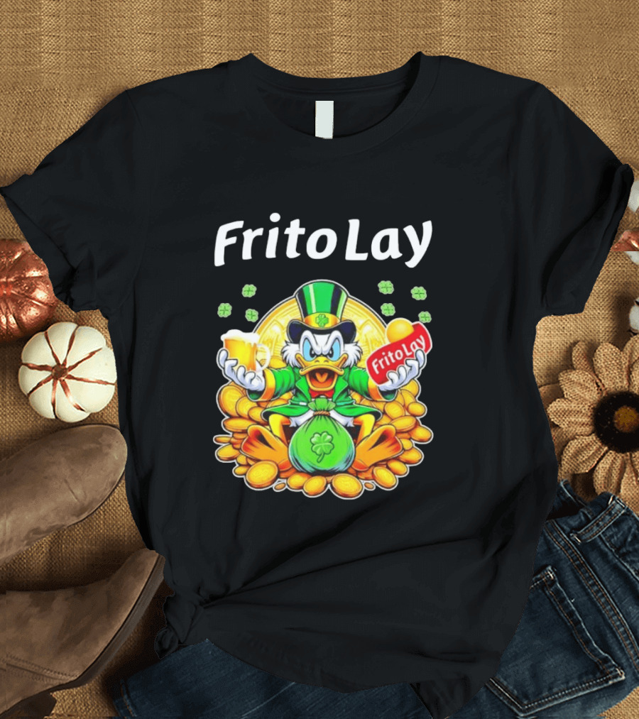Frito Lay Scrooge McDuck St Patrick's Day Luck Coins Clover Beer T-Shirt
