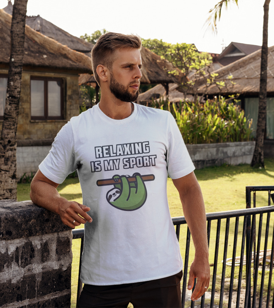Relaxing Is My Sport Funny Sloth Hanging On Branch T-Shirt