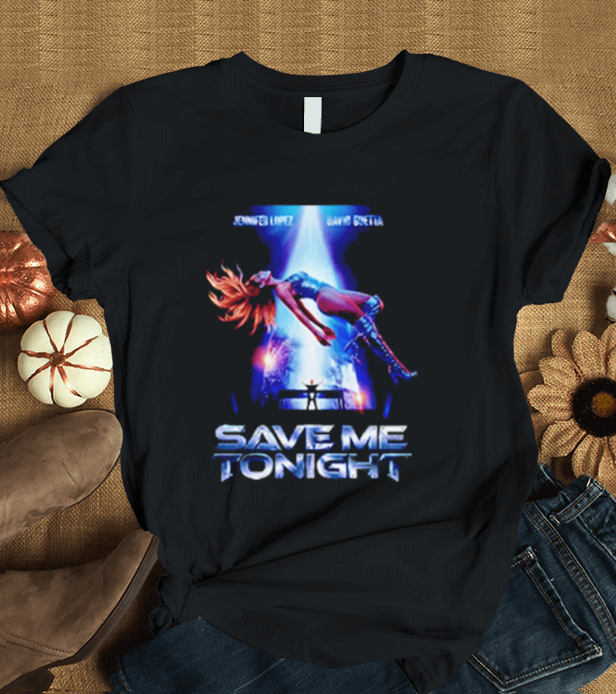 Jennifer Lopez David Guetta Save Me Tonight Neon T-Shirt