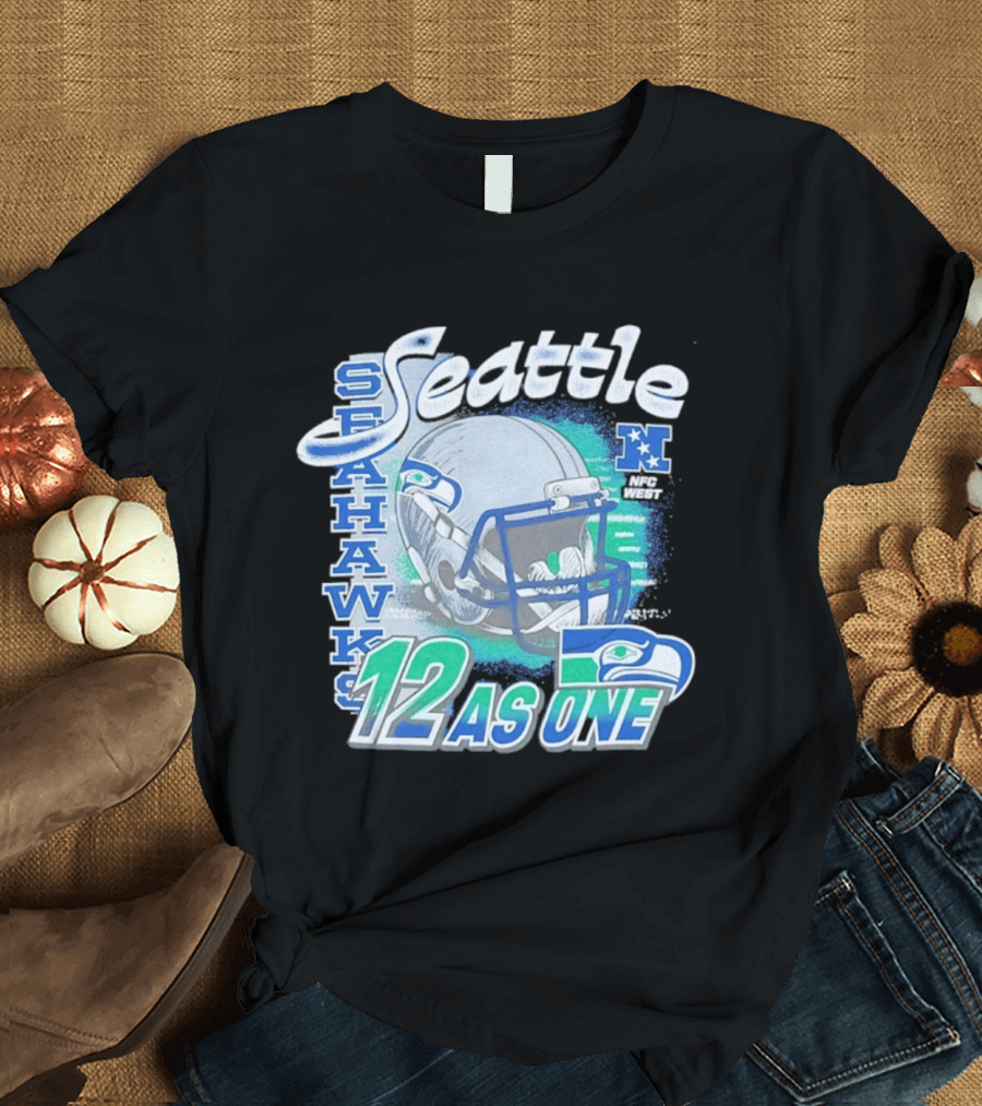 Seattle Seahawks 12 As One NFC West Football Helmet T-Shirt