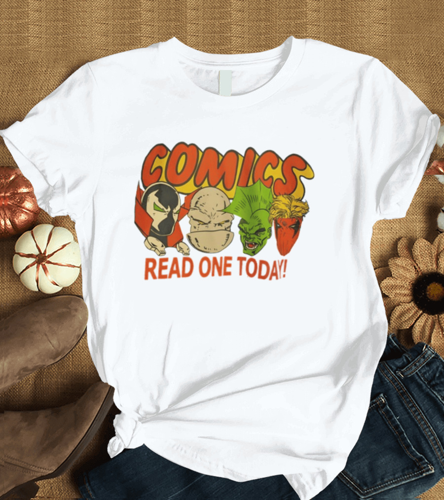Comics Read One Today Characters Face T-Shirt