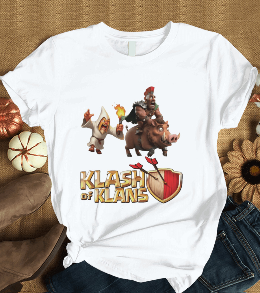 Klash Of Klans Characters With Wizard And Hog Rider T-Shirt