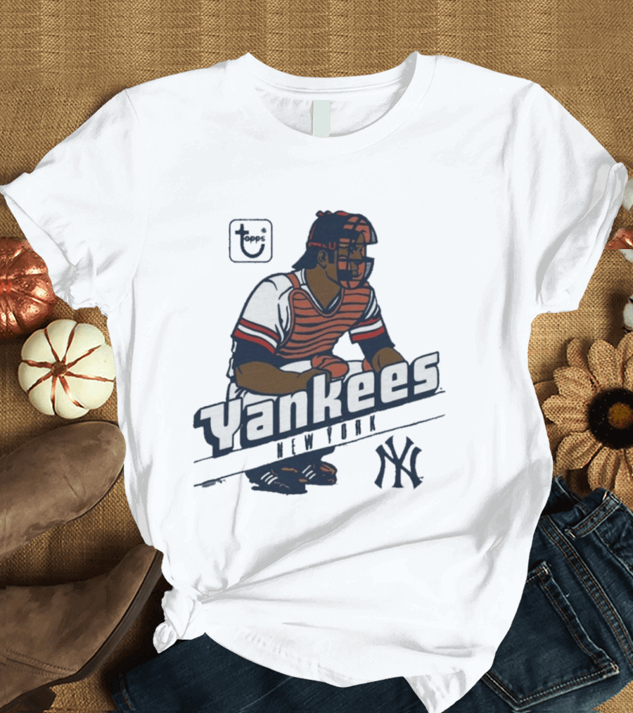 MLB Topps New York Yankees Catcher Cartoon Yankees NY T-Shirt