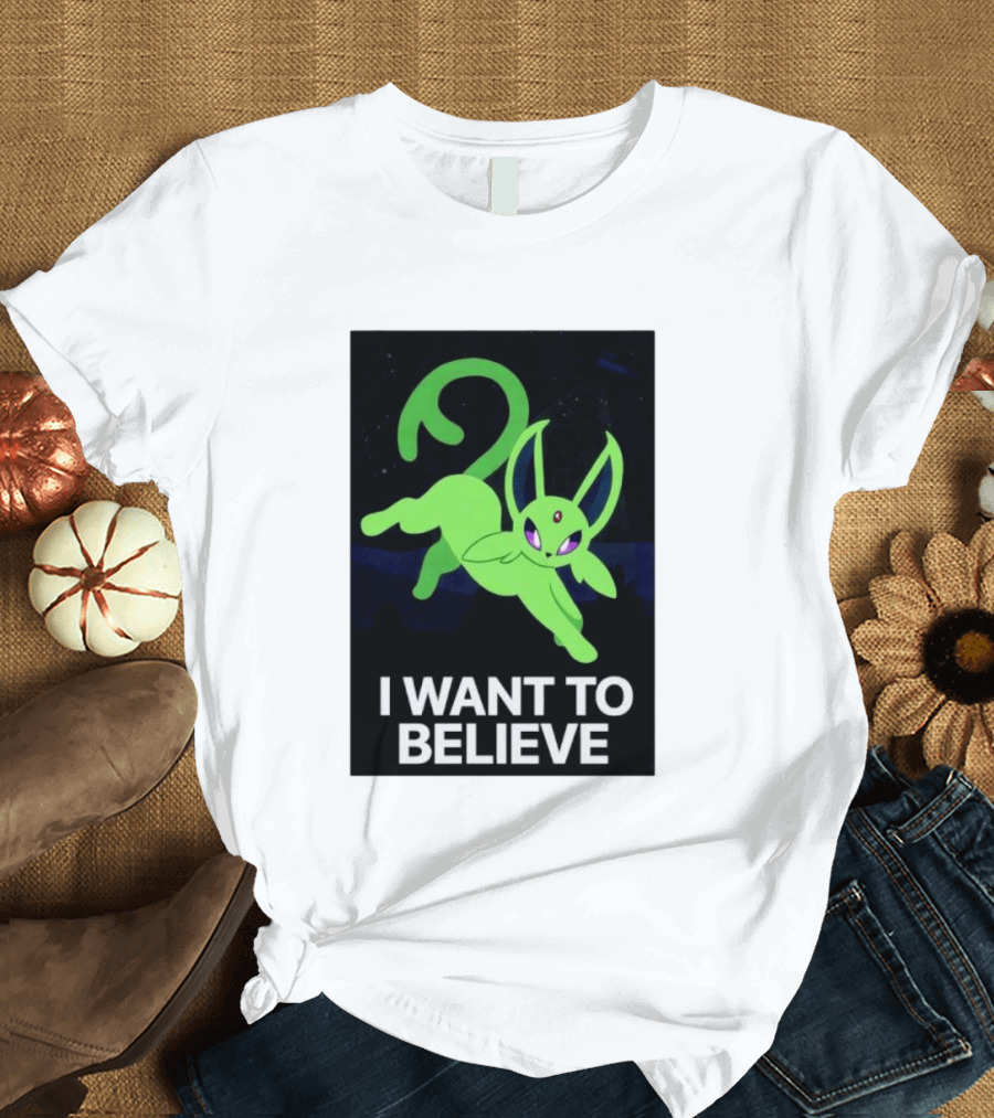 Shiny Espeon I Want To Believe Paranormal T-Shirt